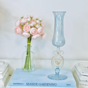 Soffieria Parise Blown Glass Flute Blue Venice Italy Vintage Vetro
