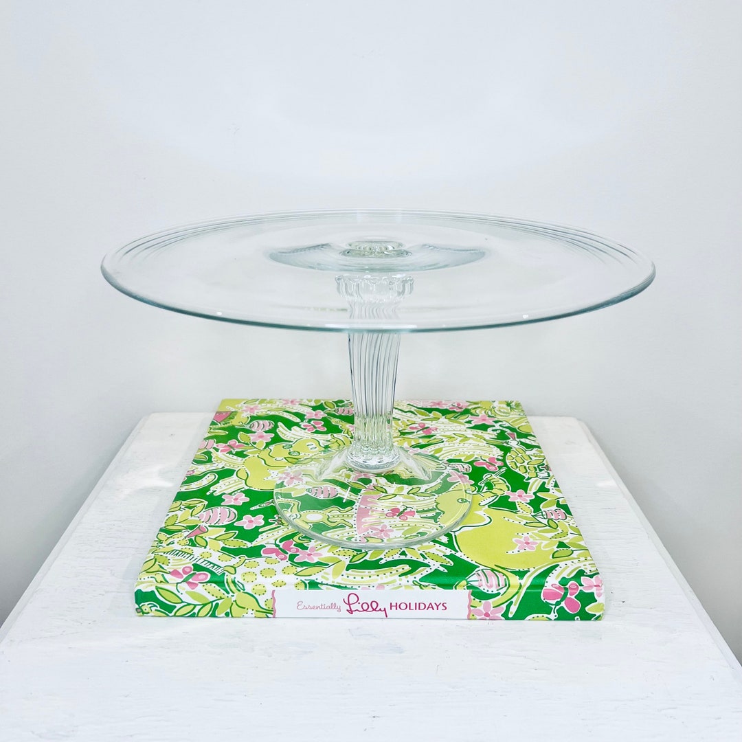 Krosno Poland Clear Glass Cake Stand Pedestal Serving Stand 12 Vintage