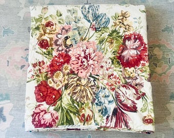 Pottery Barn Floral Cottage Chic Roses Duvet Cover Linen Cotton Queen