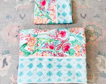 Pottery Barn Teen Lilly Pulitzer Orchid Border Duvet Cover Twin & Standard Sham Set
