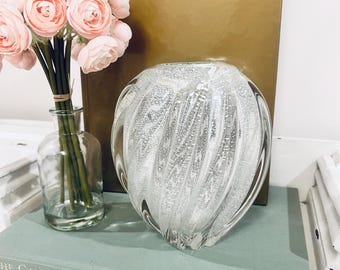 Soffieria Parise Blown Glass Flute Blue Venice Italy Vintage Vetro