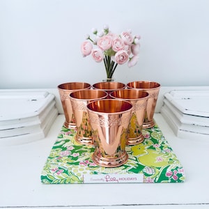 Absolut Elyx Copper Julep Cup Glass Wheat Motif Cocktails Set Of 6 Moscow Mule
