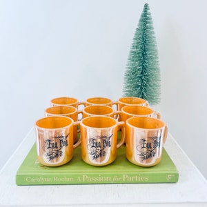 Vintage Fire-King Peach Lusterware Tom & Jerry Punch Eggnog Mugs Set of 9 Pine Fir Baugh image 3