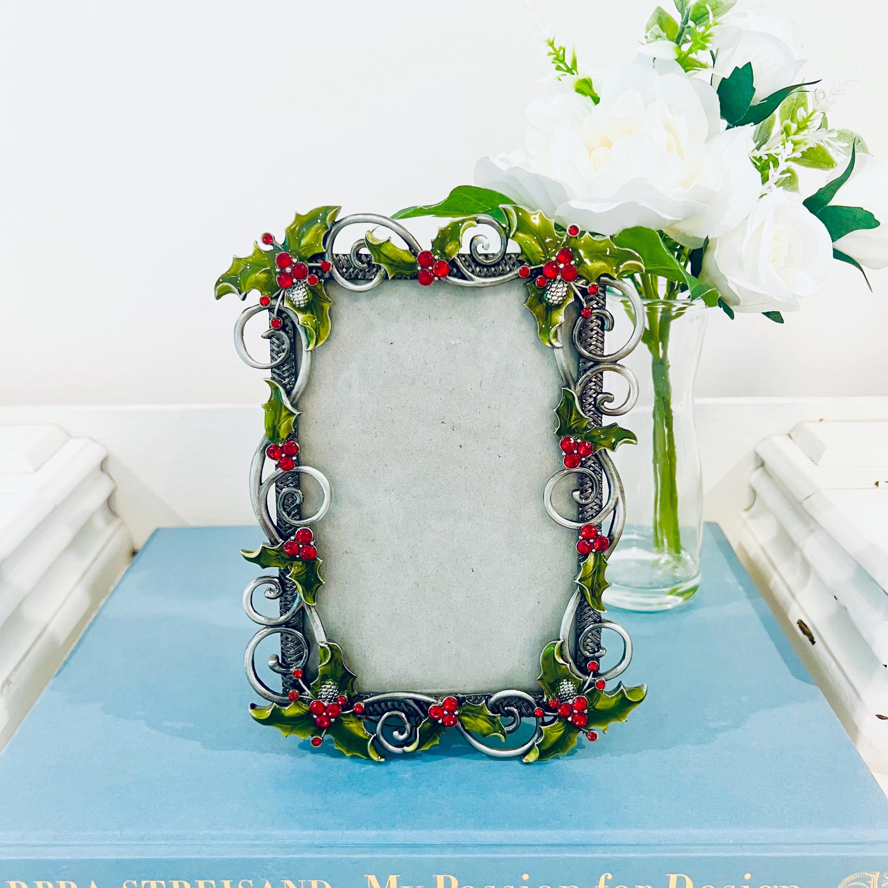 ヴィンテージ エナメル キャストメタル 4x6 クリスマス ホーリーベリー