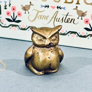 Vintage Mid Century Solid Brass Owl Figurine Miniature 1.5” Paperweight MCM