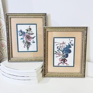 Vintage Framed Floral Bouquet Art Print Poppy Rose Horticulture Botanical Set Of 2