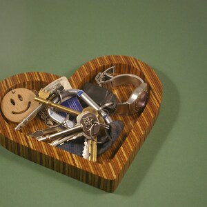 Striped Wooden Heart Trinket Tray