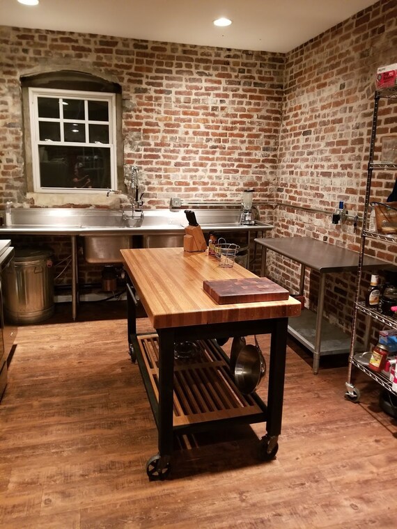 Oak Butcher Block And Steel Kitchen Island Oak Butcher Block And Steel Kitchen, Industrial Kitchen Island Butcher Block