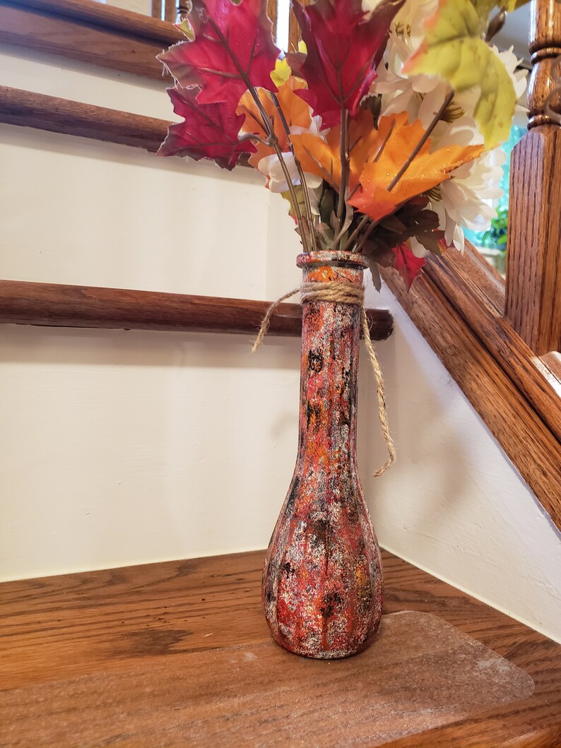 Fall Flower Vase Autumn Vase Multicolor Vase Fall Etsy