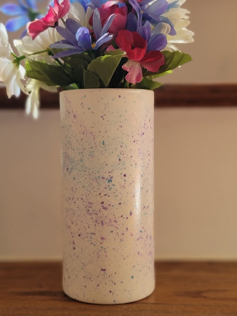 Decoupage Vase Spattered Daisy Vase Daisy Gift Daisy Home Decor Pink Daisy Vase Daisy Centerpiece Gift For Mom