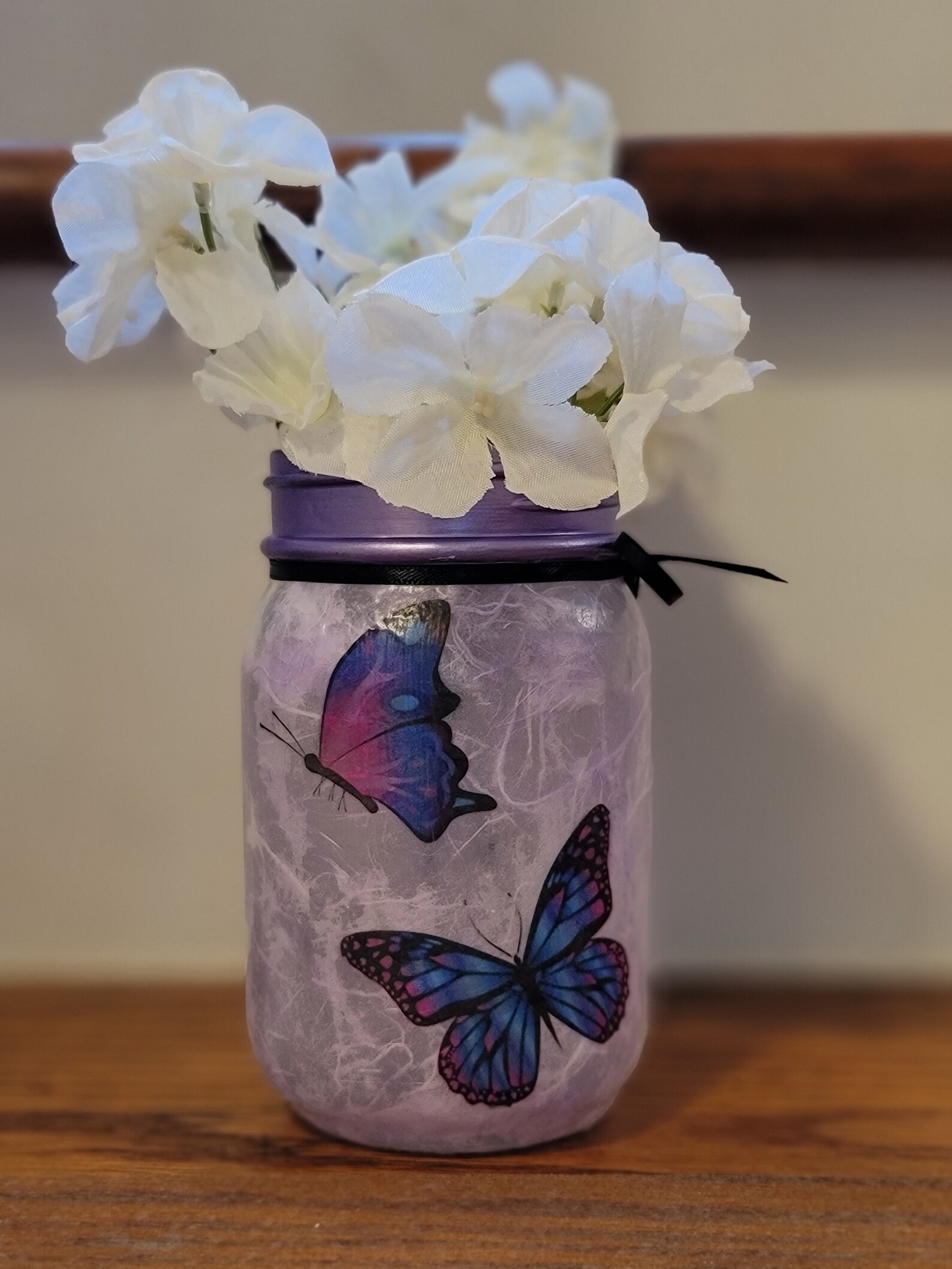 Purple Butterfly Vase Light Butterfly Decor Butterfly Mason Etsy