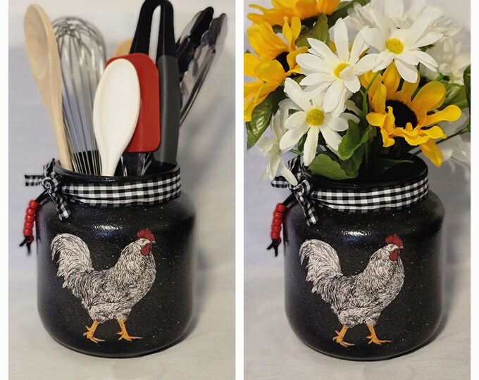 Rooster Kitchen Utensil Holder Rooster Flower Vase Large Etsy