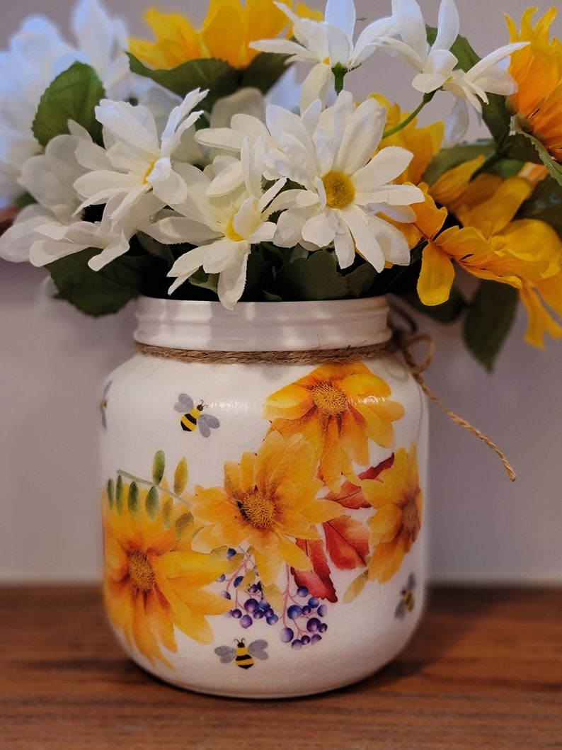 Sunflower & Bee Utensil Holder Large Utensil Holder Large Etsy