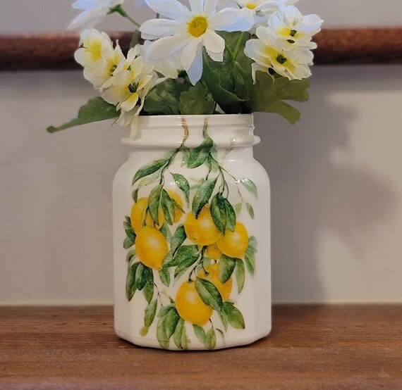 Lemon Kitchen Utensil Holder Lemon Flower Vase Lemon Decor Etsy