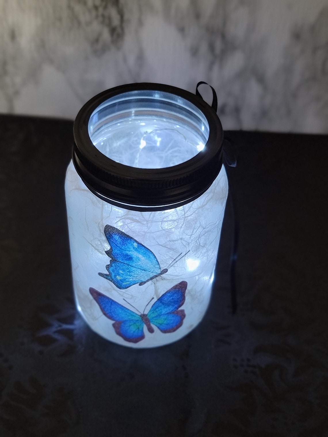 Blue Butterfly Light Butterfly Decor Butterfly Mason Jar Etsy