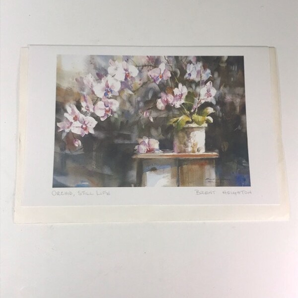 Flowers Orchids Still Life Print Art Signed Brent Heighton Canadian Art Series