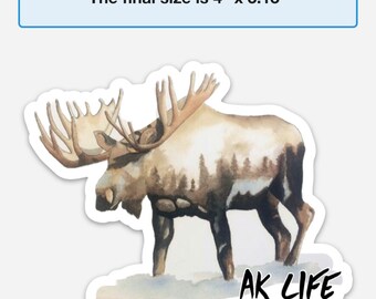 Brown moose vinyl sticker