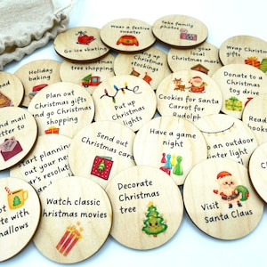 Christmas Advent Calendar tokens/ X'mas activity tokens for kids/ Holiday tokens/ Christmas bucket list/ Kids Christmas tokens/ Gift for kid