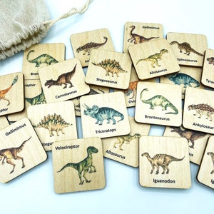 Jeu de mémoire de dinosaures en bois/Jeu de correspondance de jouets Montessori pour enfants/Jouets éducatifs à la maison pour les tout-petits, préscolaire