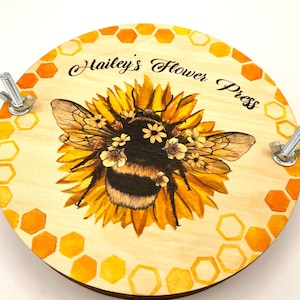 Wooden Round Bee Sunflower Flower Press / Personalized Botanical Flower Press Kit / Gift for her/ Flower lover/ Kids activity, craft kit