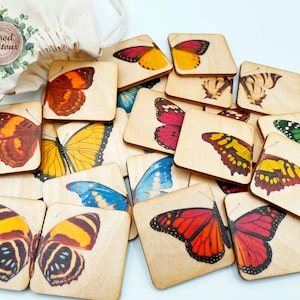 Juego de combinación de mariposas de madera Montessori / Materiales de aprendizaje para la escuela en el hogar / Actividades para niños pequeños juego de rompecabezas de mariposas