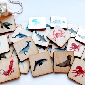 Jeu de mémoire d’animaux de mer Montessori en bois, jeu de correspondance éducatif, jouets en bois d’enseignement à domicile