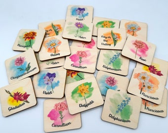 Personalized Birth Flowers Matching Game, Grandmas gift custom Personalized Family names, Mother's day gift, baby showers gift, Mom gift