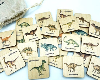 Wooden Dinosaurs Memory Game/ Montessori toy Matching Game For Kids/ Homeschool Educational Toys for Toddlers, Preschool