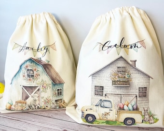 Personalized Easter Basket Drawstring Bag/ Custom Easter Gift Ideas/ Easter Bags/ Boy Girl Basket/ Easter Decoration/ Easter Bunny Basket