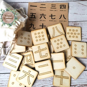 Jeu de mémoire de nombre chinois en bois / jouet Montessori / chinois comptage de nombres cartes correspondantes pour enfants tout-petits préscolaire