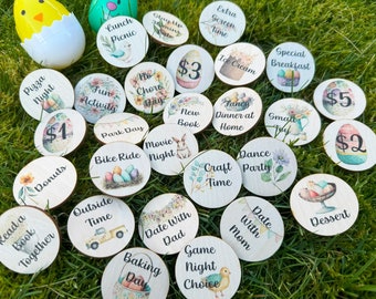 Wooden Easter Egg Hunt Tokens for Kids, Easter Reward Tokens, Children Easter Outdoor/ Indoor game, Easter Basket tokens, fun activity
