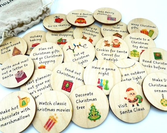 Christmas Advent Calendar tokens/ X'mas activity tokens for kids/ Holiday tokens/ Christmas bucket list/ Kids Christmas tokens/ Gift for kid