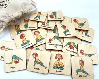 Kids Yoga game for toddler kindergarten preschooler children activity/ homeschool yoga cards activity game
