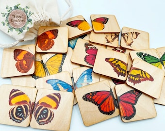 Jeu d'associations de papillons en bois Montessori/Matériel d'apprentissage pour l'école à la maison/Jeu de puzzle papillon Activités pour tout-petits