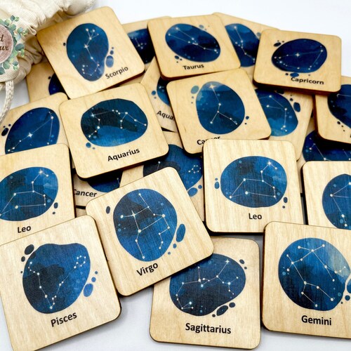 Montessori Wood Space Solar System Moon Phases Memory Game/ - Etsy Canada