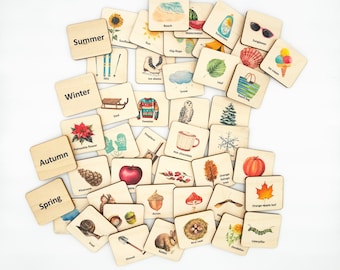Four Seasons Matching Game/ Spring Summer Autumn Winter Matching Activity/ Montessori Seasons Sorting Cards Activity