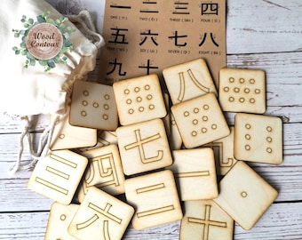 Wooden Chinese Number Memory Game/ Montessori toy/ Chinese Counting Numbers Matching Cards For Kids Toddlers Preschool