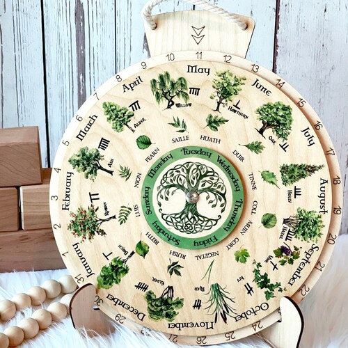 Wheel of the Year Wooden Perpetual Calendar Moon Phases - Etsy