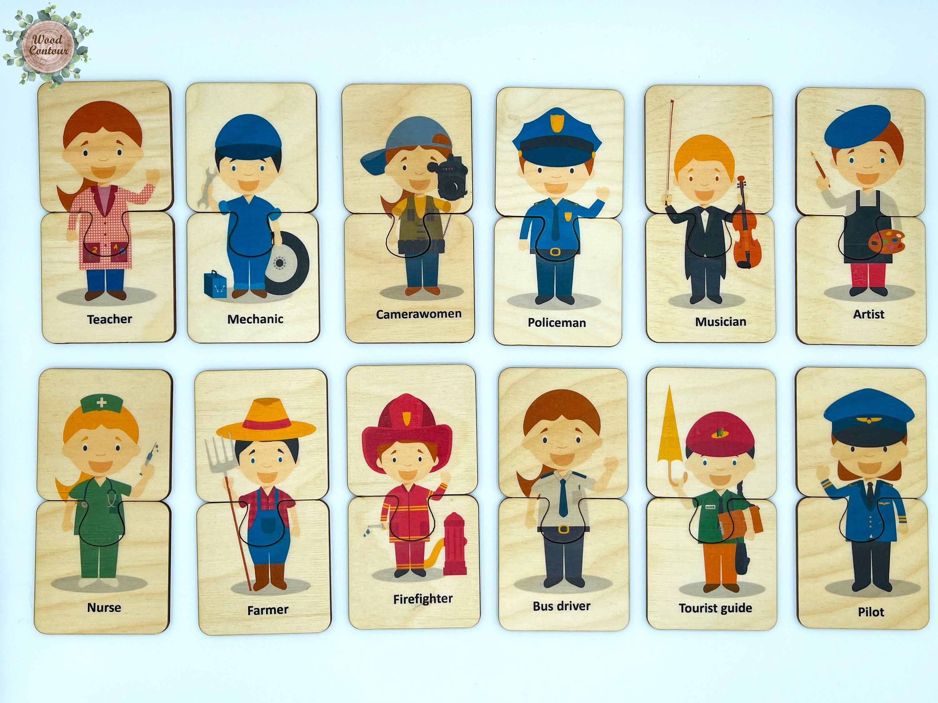 Wooden Montessori Job Occupation Puzzle/ Preschooler Etsy