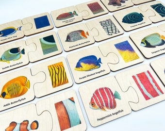 Educational Wooden Fish Pattern Matching Puzzle, Montessori Fish Skin Matching Puzzle, Toddler Friendly Ocean Fish Wooden toys