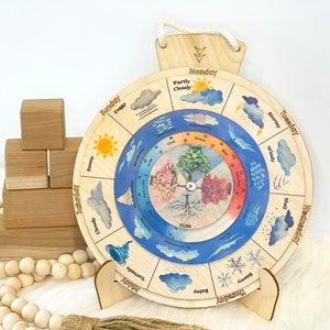 Calendario meteorológico / Rueda meteorológica Montessori / Tabla meteorológica / Bilingüe francés / Juguetes educativos Montessori para aprender el tiempo / Actividad para niños