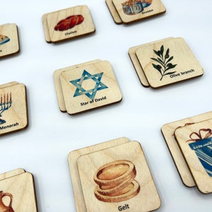 Jeu de mémoire en bois pour la célébration de Hanoucca pour les enfants, cadeau de Hanoucca pour les enfants, fête juive image 6