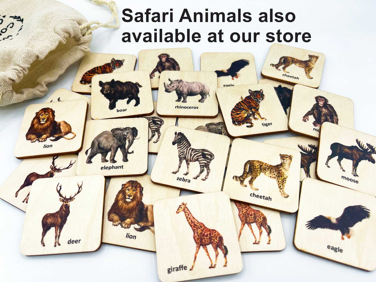 Wooden Farm Animals Memory Game Montessori Animals Matching - Etsy