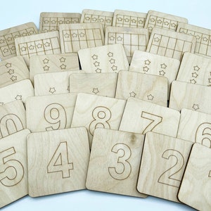 Cartes de nombres en bois, activité Montessori de comptage de nombres, mathématiques pour tout-petits d'âge préscolaire, maternelle, primaire