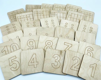Wooden Ten Frame Numbers Cards, Montessori Counting Numbers Activity, Math for toddler preschooler kindergarden elementary homeschool