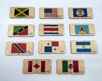 Wooden Flag Of North America Puzzle Homeschool Preschool Etsy