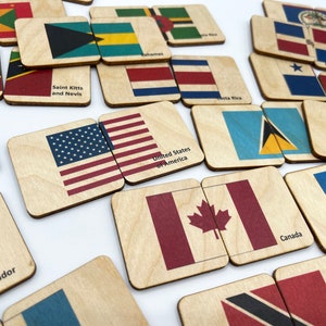 Casse-tête Drapeau en bois de l'Amérique du Nord, éducation à la maison, maternelle, maternelle, activité Drapeaux du monde