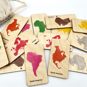 Cartes Montessori continent du monde pour tout-petits préscolaire maternelle, école à domicile, cartes géographiques assorties, carte Montessori du monde