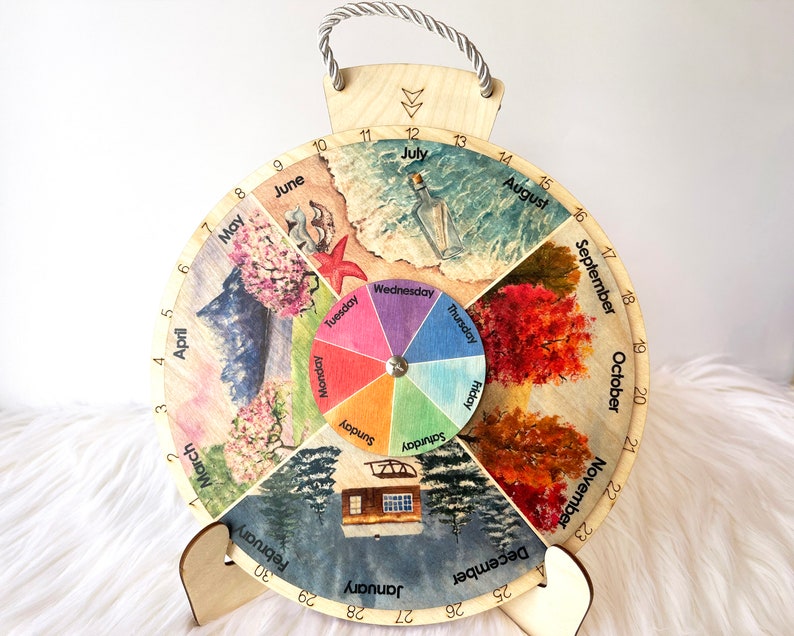 Wooden Wheel of the Year Wooden Perpetual Calendar Four - Etsy