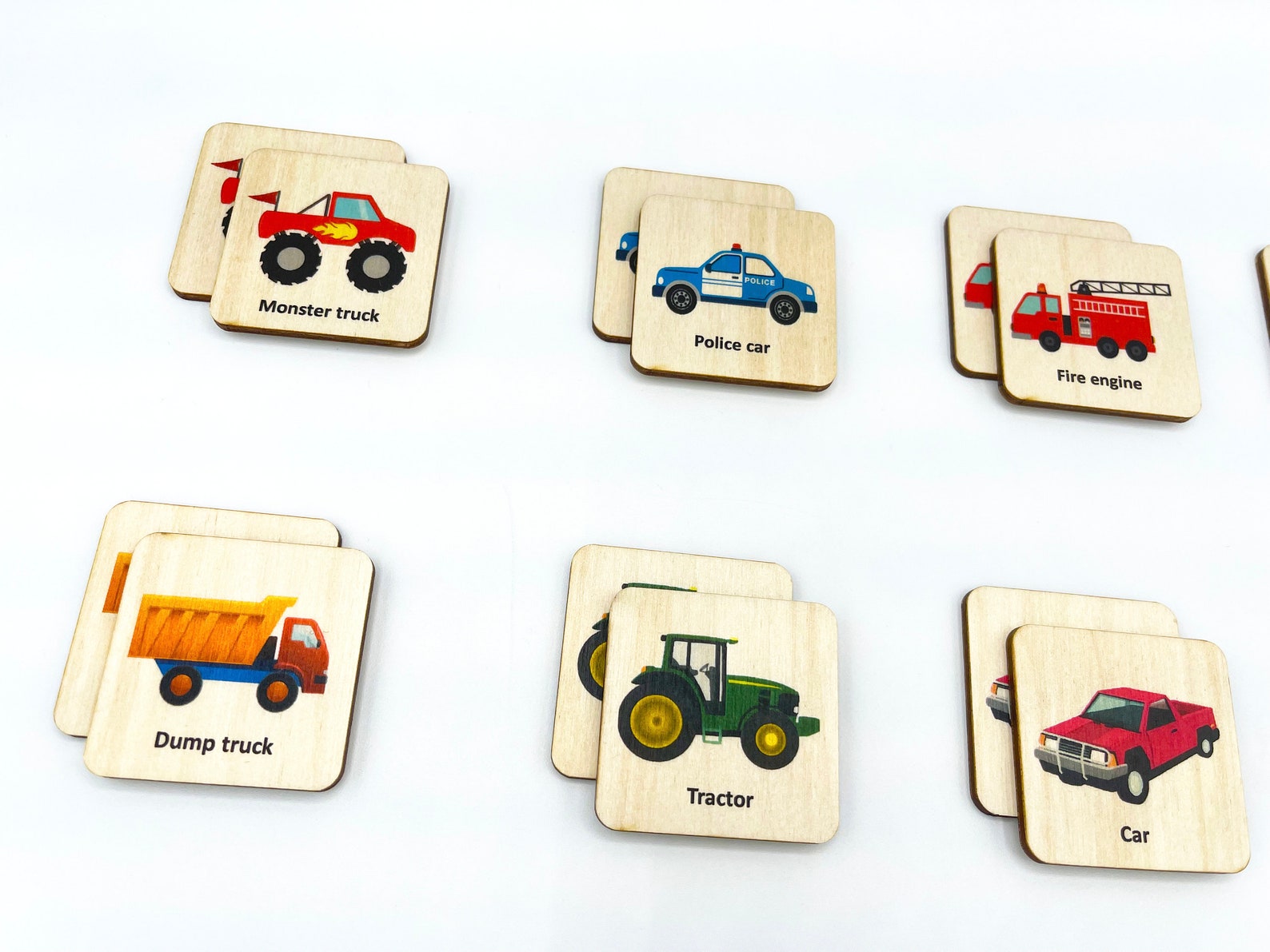Wooden Car Truck Memory Game Montessori Toys Vehicles - Etsy